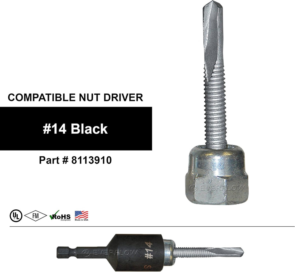 Everflow Sammys 8046957-75 TEK 50 3/8 Inch Screw Vertical Threaded Rod Anchor Designed for Steel Structure, Steel with Electro-Zinc, Corrosion Resistance, 12-24 x 1-1/2 Inch Screw Length (Pack of 75)
