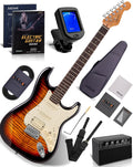 AKLOT Beginner Electric Guitar Kit: 10W Amp, Coil-Split HSS Pickups, Lesson Book, Roasted Maple Neck, Gig Bag, Tuner, Strap, Picks, Stryde Inferno Burst