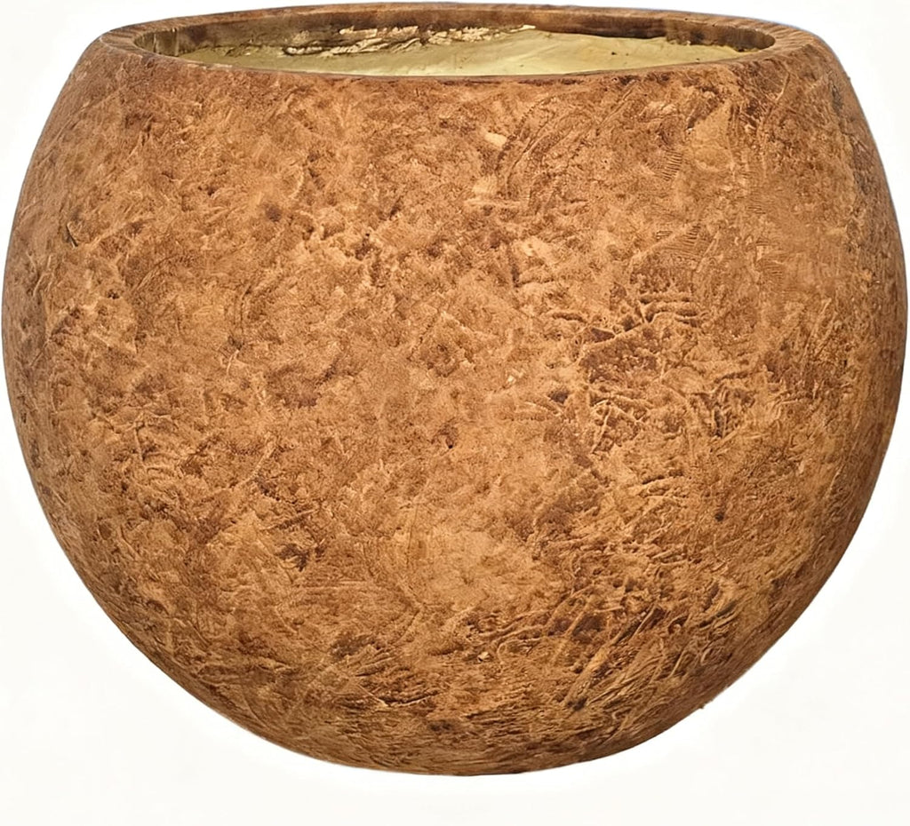 Panlaolao 17 H x 21' Dia (15' Pot Opening) Round Fiberstone Planter with Drainage Hole, Indoor/Outdoor Large Plant Pot for Home Patio Garden, Ideal for Large Plants-Camel