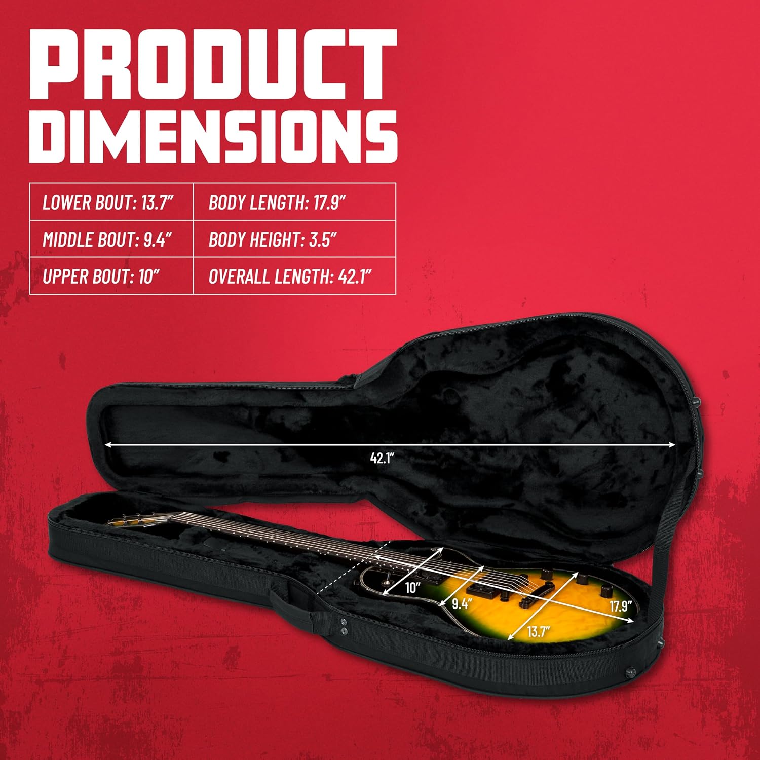 Gator Cases Lightweight Polyfoam Guitar Case For Les Paul Single Cut Away Electric Guitars (GL-LPS)