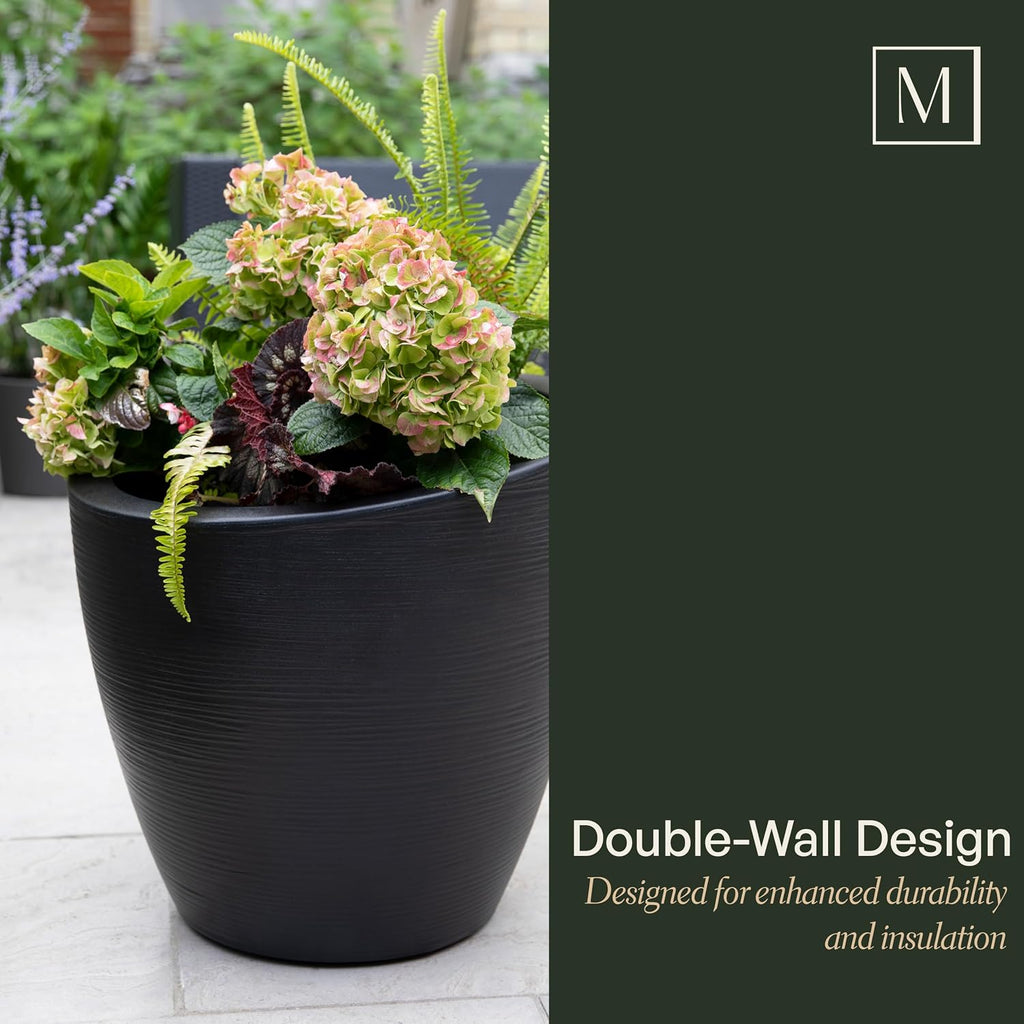 Mayne 8879-B Modesto 20in Round Patio Planter, Black