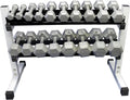 Ader 3-30Lb Grey Hex Dumbbell Set with 2 Tier 36 Inches Rack (3,5,8,10,12,15,20,25,30Lbs)