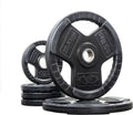 Valor Fitness OP Olympic Weight Plates Coated Rubber Weights w/Weight Plate Set, Barbell Weights w/Grips for Home Gym