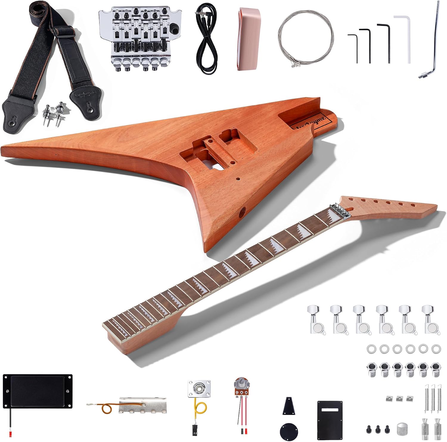 Leo Jaymz DIY Electric Guitar Kits in AL Style - Mahogany Body and Neck - Laurel Wood Fingerboard and All Components Included (AL)