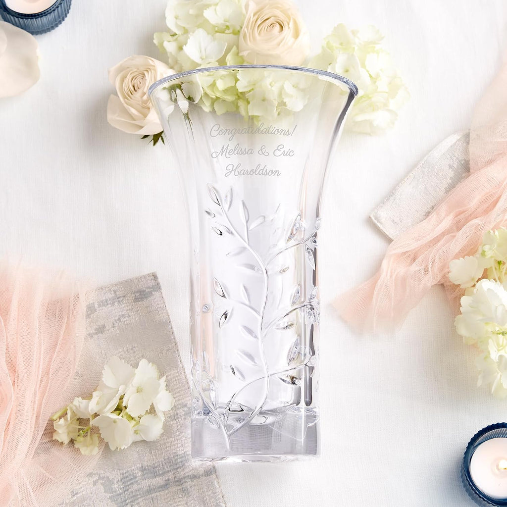 Things Remembered Vera Wang Engraved Crystal Leaf Vase (Free Customization)