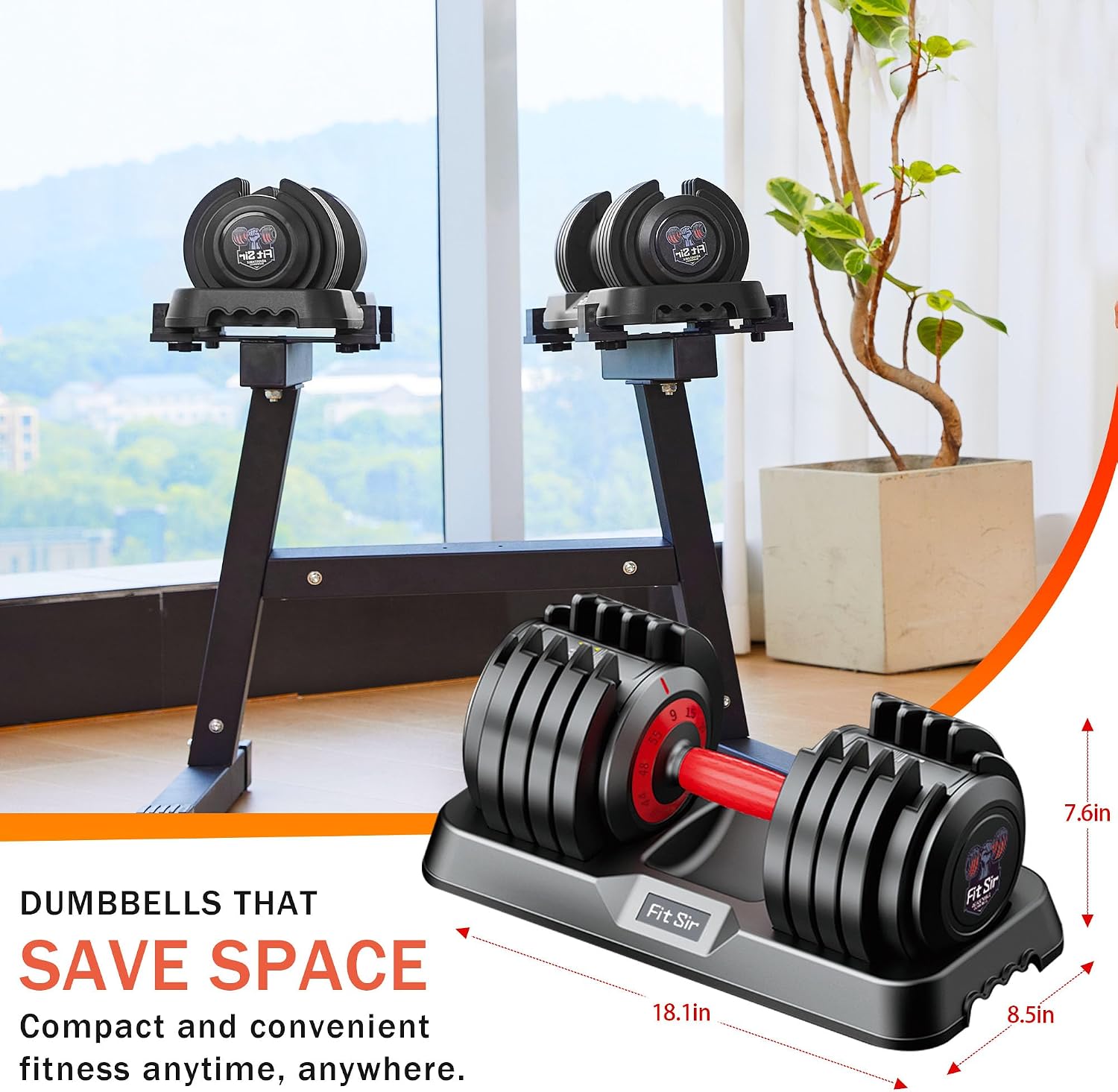 Adjustable Dumbbell Set, 10-in-1 25LB/55LB Ajustable Dumbbells with Safe Locking System, Enclosed Storage Tray, 1 Sec Fast Adjustment, Comfortable Non-Slip Textured Grip, Suitable for Home Gym Workouts Men and Women