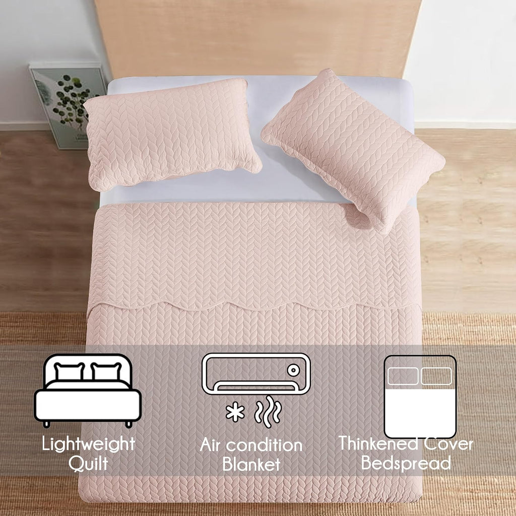 MOONLIGHT20015 8 Pack Quilt King Size Bedding (106' x 96') - Bulk Wholesale for Hotels, Guest Bedroom & Airbnbs - Lightweight Microfiber Reversible Embossed Quilts Bedspread (Baby Pink)