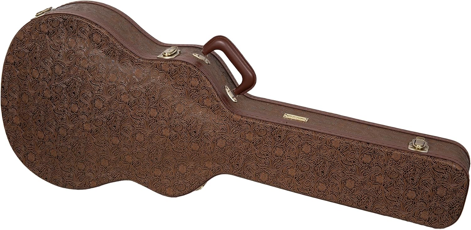 Crossrock Guitar Case for 16' Archtop/Hollow Body/Jazz Electric Guitars - Fits Gretsch Electromatic, Ibanez, Epiphone, Gibson ES Series -Blossom Brown (CRW530JA16BQ)