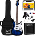 Best Choice Products 39in Full Size Beginner Electric Guitar Starter Kit w/Case, Strap, 10W Amp, Strings, Pick, Tremolo Bar - Hollywood Blue