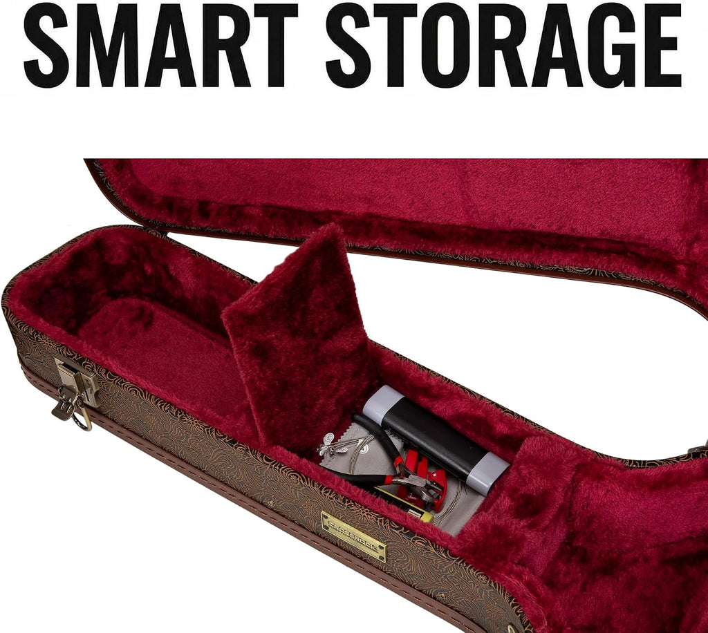Crossrock Guitar Case for 16' Archtop/Hollow Body/Jazz Electric Guitars - Fits Gretsch Electromatic, Ibanez, Epiphone, Gibson ES Series -Blossom Brown (CRW530JA16BQ)