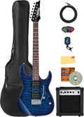 Ibanez GRX70QA RG Gio Electric Guitar - Transparent Blue Burst Bundle with Amplifier, Gig Bag, Tuner, Instrument Cable, Picks, Austin Bazaar Instructional DVD, and Polishing Cloth