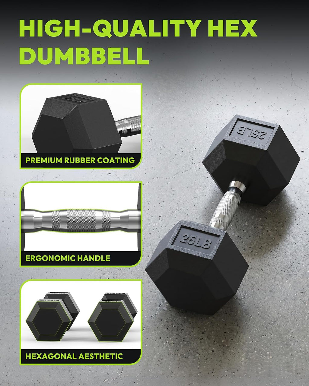HANDBODE 3-Tier Dumbbell Rack Stand, 1000LB Capacity Storage Rack, Weight Rack for Dumbbells, Kettlebell, 390–700 lb Rubber Coated Fixed Weight Sets, Home Gym Strength Training Equipment