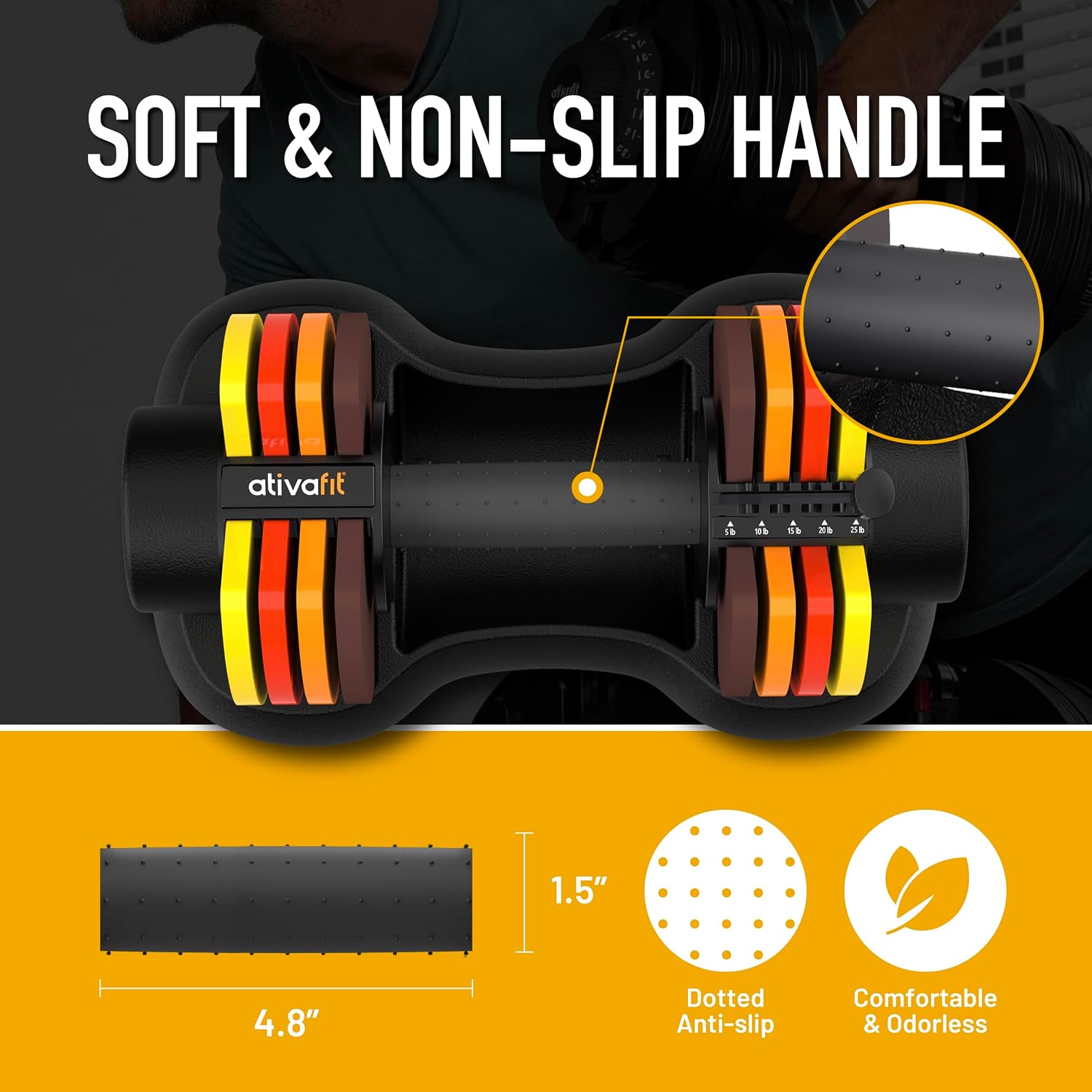 ATIVAFIT Adjustable Dumbbell Set of 2, 5–88LB Quick Dial Free Weights with Double Safety Lock, Anti-Slip Steel Handle & Storage Box, Space Saving Home Gym Equipment for Full Body Strength Training, Suitable for Home Fitness Users