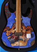 Leo Jaymz Electric Guitar Monsoon Deluxe Series, Reverse Headstock, Burl Top, Mahogany Body, Roasted Maple Neck, Rosewood Fretboard, Case and Capo(BC-2003-225)