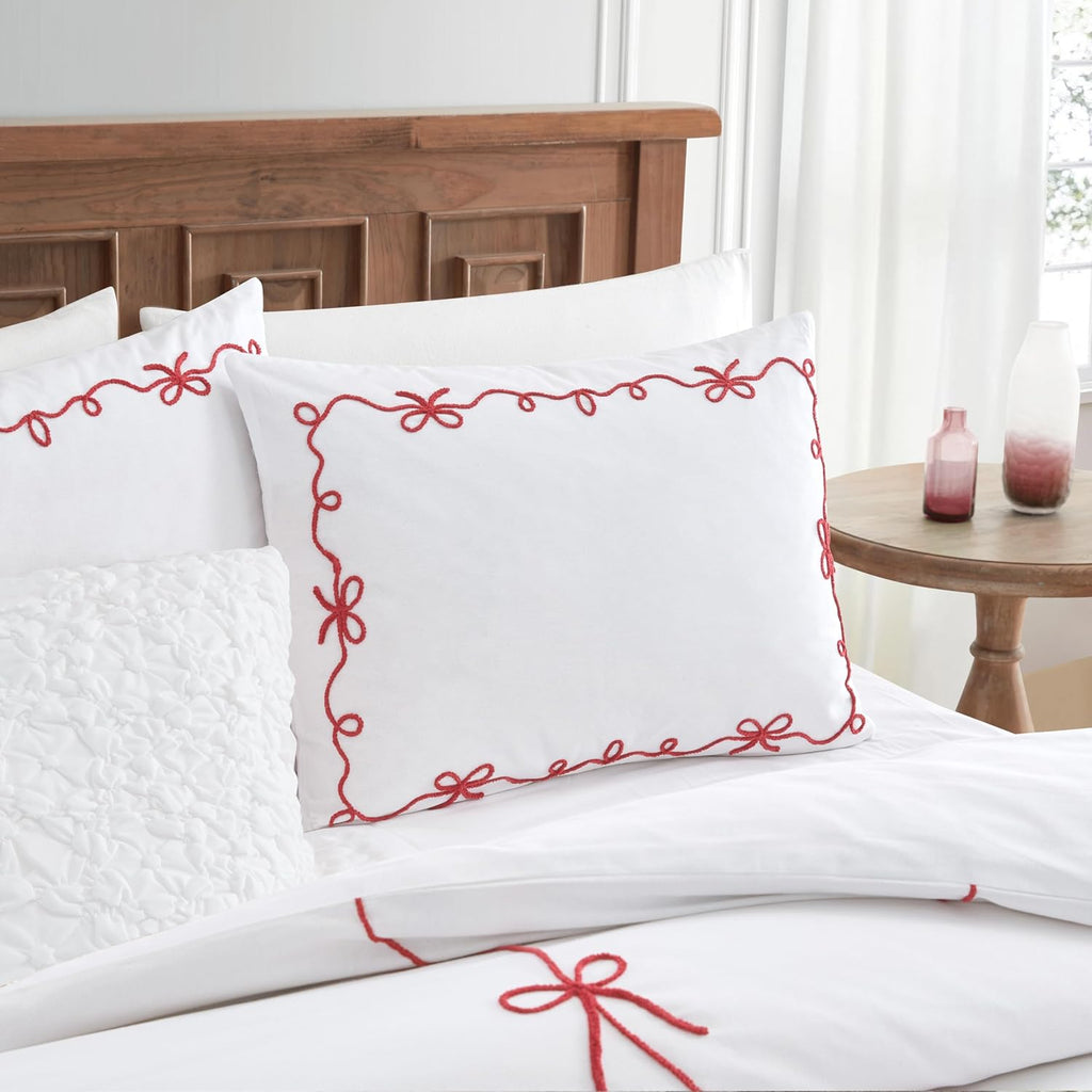 Peri Home Red Bows Bedding 100% Cotton 3-Piece Comforter Set, King