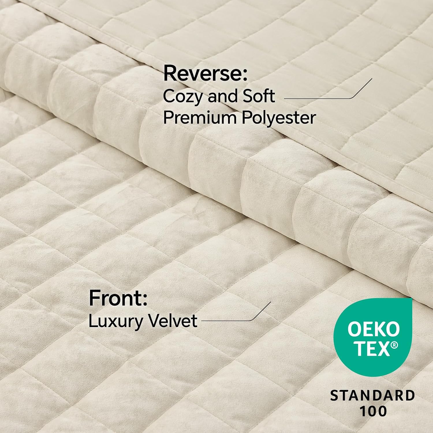 BEDELITE Velvet Quilt Set Oversized California King- Luxury Velvet Comforter Bedding Set 3 Pieces, Soft Cozy Cream White Oversized Bedspread Coverlet for All Seasons with 2 Pillow Shams