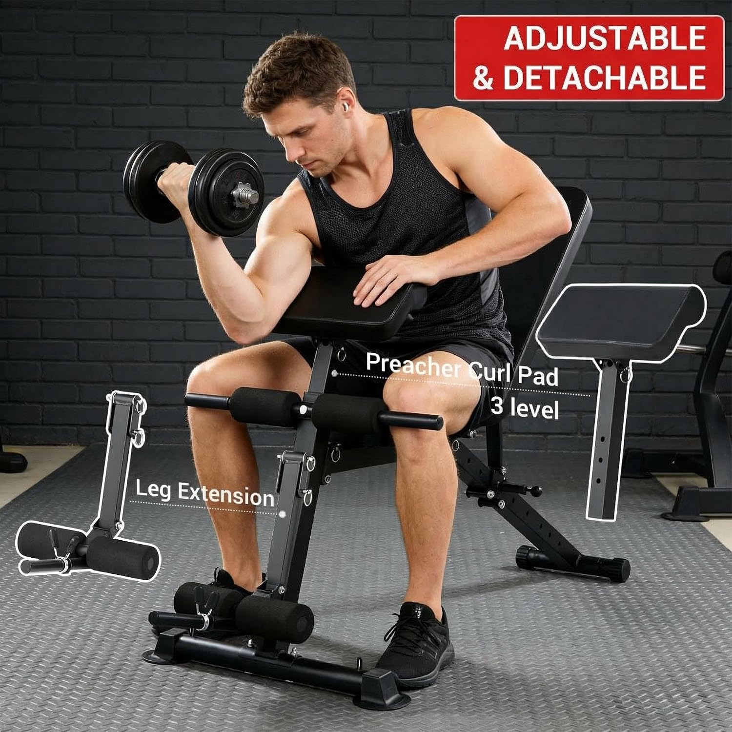 Adjustable Weight Bench, Foldable Flat Incline Decline Workout Bench & All-in-One Home Gym Training Station, Multi-Style & Weight Capacity Optional for Full Body Strength Training