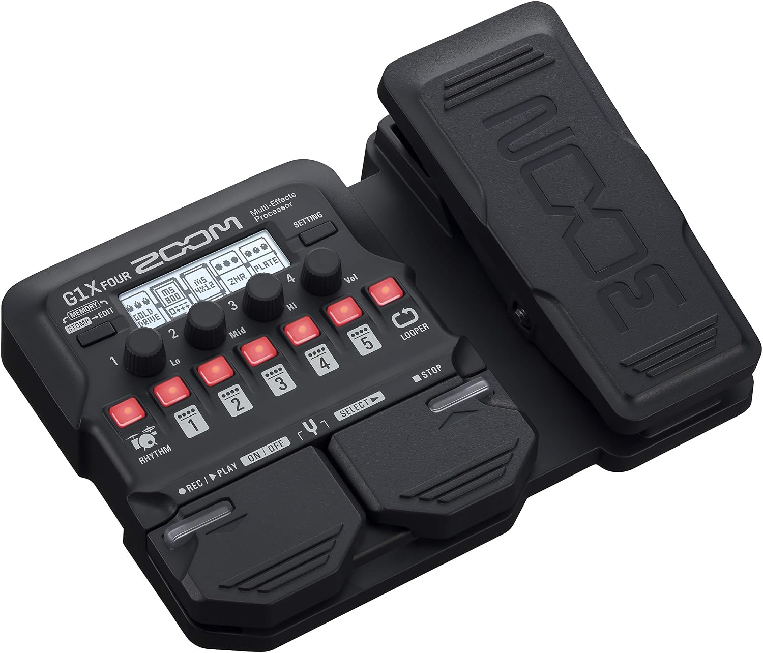 Zoom G1X FOUR Guitar Multi-Effects Processor with Expression Pedal, 70+ Effects & Amp Modeling, Looper, Rhythm Section, Tuner, Battery Powered