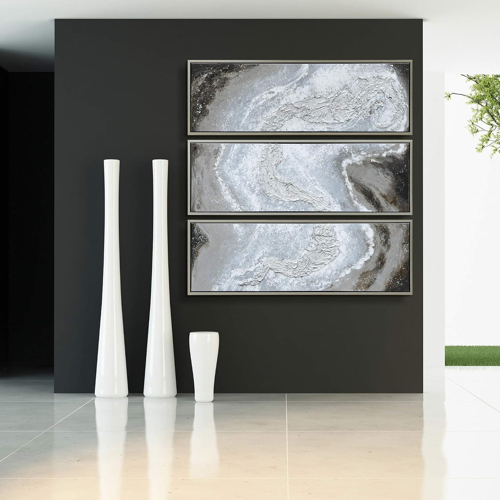 Empire Art Direct Abstract Wall Art Textured Hand Painted Canvas by Martin Edwards, Triptych, 60' x 20' each, Iced