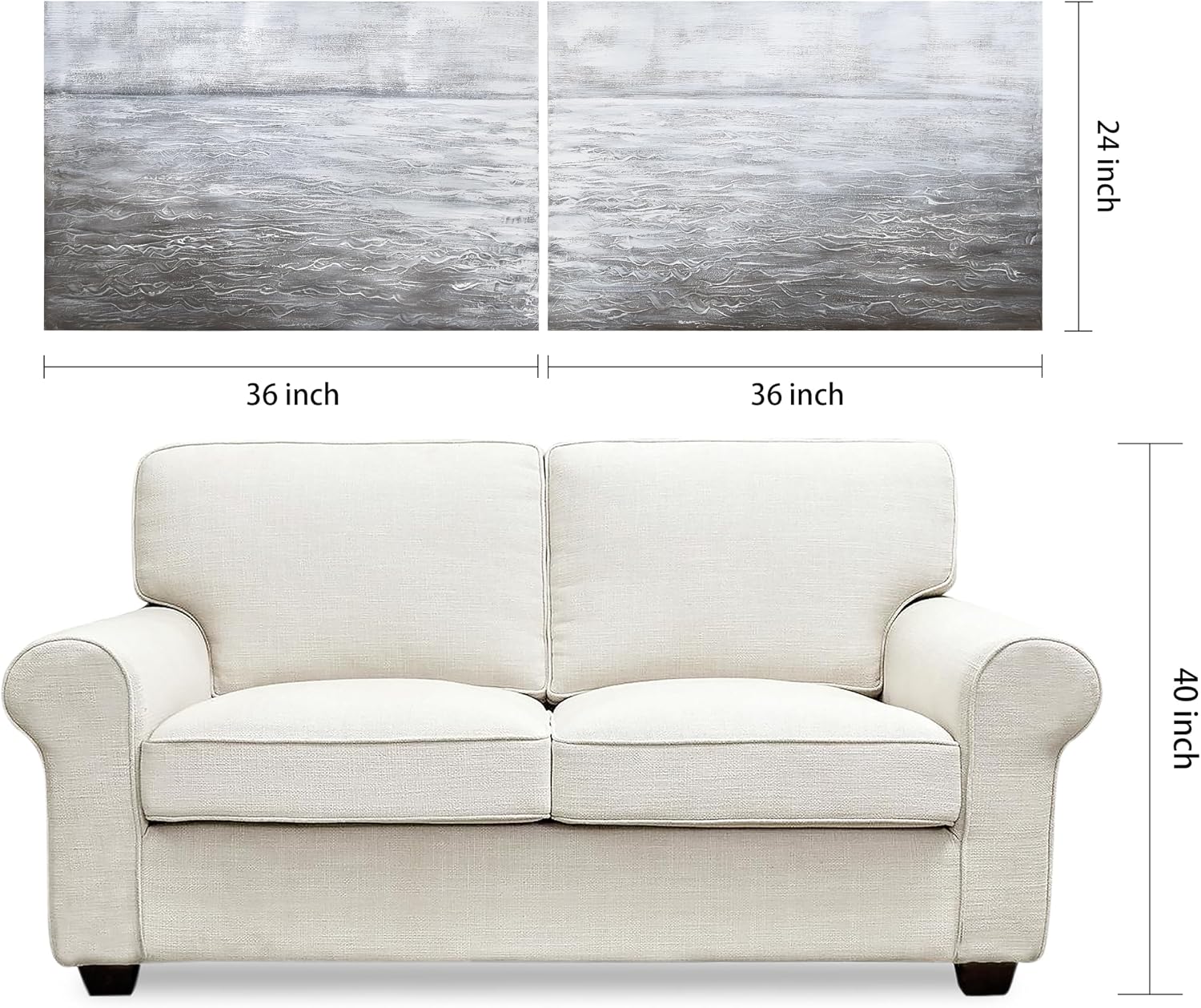 Empire Art Direct Abstract Wall Art Textured Hand Painted Canvas by Martin Edwards, Diptych, 24' x 36' each, Silver Light