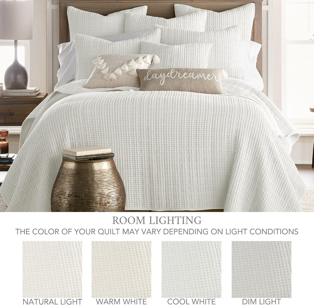 Levtex Home - Mills Waffle - Twin Quilt Set - Cream Cotton Waffle - Quilt Size (68 x 86in.), Sham Size (26 x 20in.)