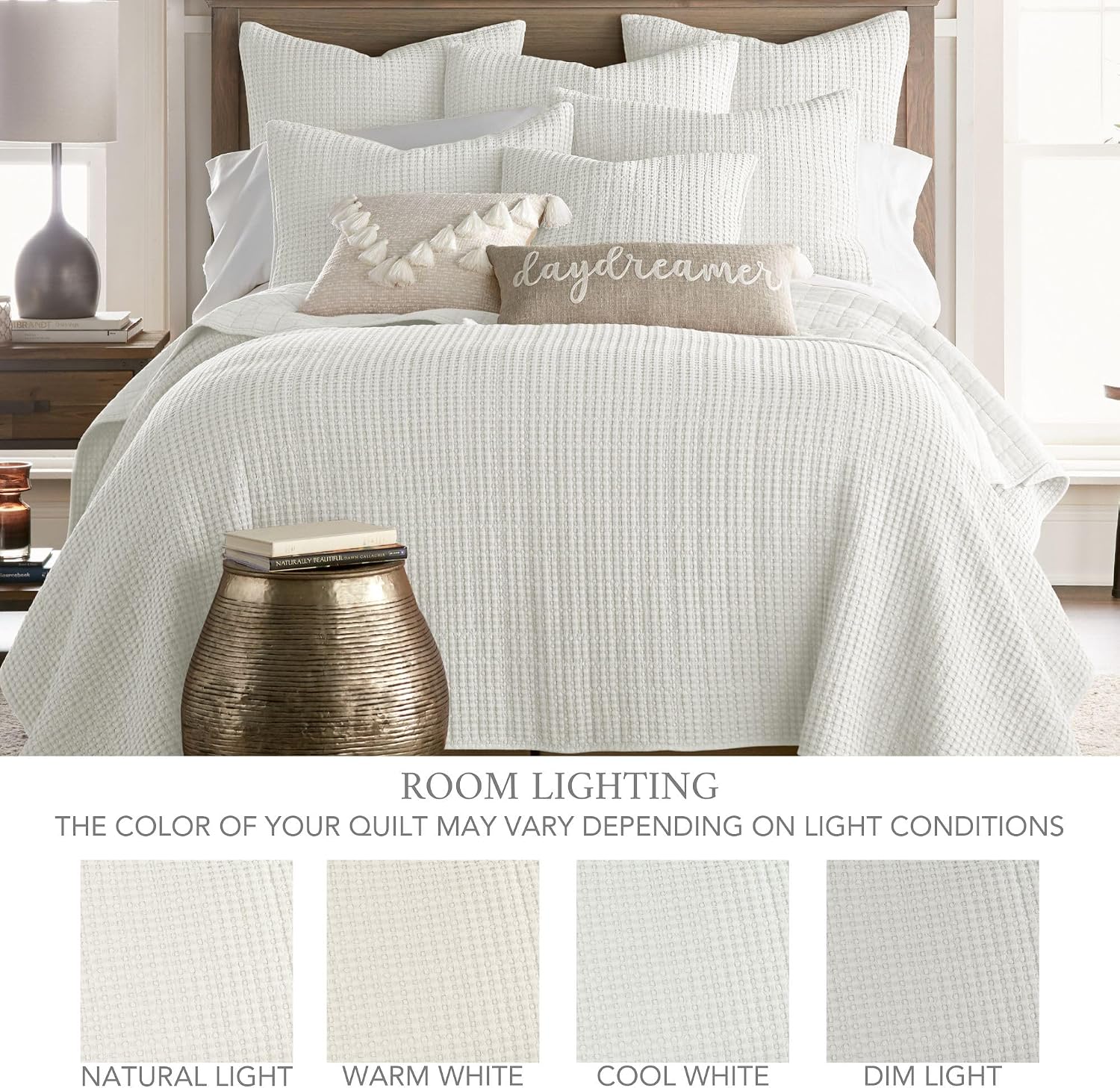 Levtex Home - Mills Waffle - Twin Quilt Set - Cream Cotton Waffle - Quilt Size (68 x 86in.), Sham Size (26 x 20in.)