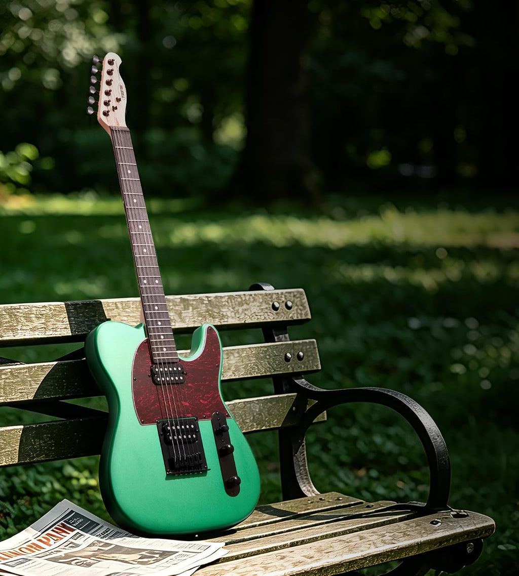 Tostar Electric Guitar: HH Humbuckers, Fixed Hardtail Bridge & Smoked Matte Finish, 3-Way Switch, 39' Solid Body Electric Guitar for Intermediate Players, Guitarra Eléctrica Kit, Birthday Gifts, Green