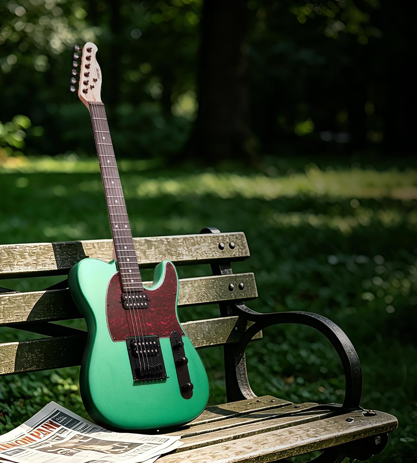 Tostar Electric Guitar: HH Humbuckers, Fixed Hardtail Bridge & Smoked Matte Finish, 3-Way Switch, 39' Solid Body Electric Guitar for Intermediate Players, Guitarra Eléctrica Kit, Birthday Gifts, Green