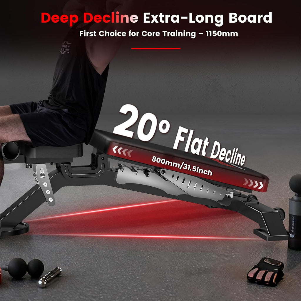 Commercial Adjustable Weight Bench, 1800LBS Heavy Duty Workout Bench for Home Gym Strength Training, Removable Leg Holder for Flat/Incline/Decline Sit Up & Full Body Workout