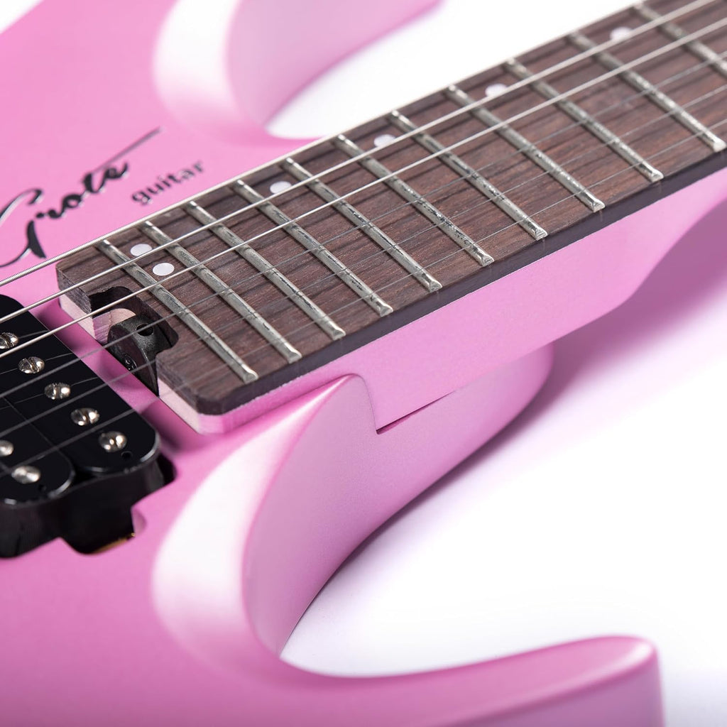 Grote Headless Electric Guitar Solid Mahogany Body Canadian Maple Neck Model GRHL-03 (Pink)