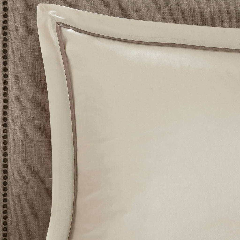 Madison Park Essentials Room in a Bag Faux Silk Comforter Set - Luxe Diamond Tufting All Season Bedding, Matching Curtains, Decorative Pillows, Ivory Cal King(104'x92') 24 Piece