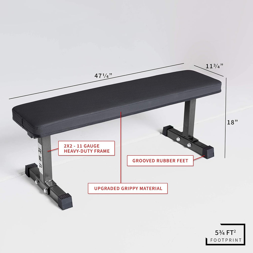 REP Fitness Flat Weight Bench, Heavy Duty Workout Bench For Home Gym, Folding Fitness Equipment For Strength Training, Adjustable Utility Platform For Dumbbells, Barbell, Lifting And Core Exercises