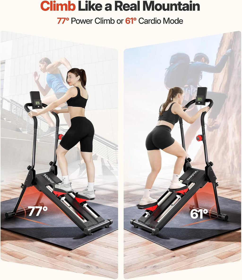 YOLEO Adjustable Resistance Stair Steppers for Exercise at Home, Folding Cardio Stairmaster with 3 Workout Modes & Oversized Pedal,90% Pre-Assembled Stair Climber with Handlebar for Full Body Workout