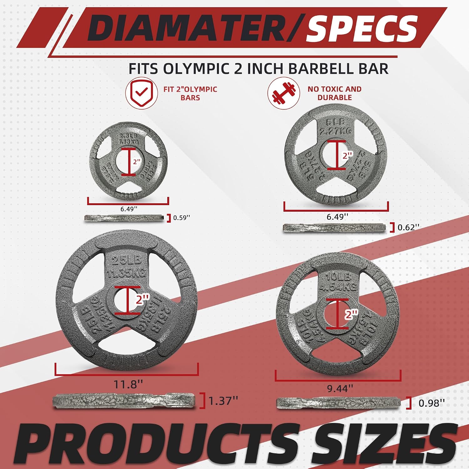 Signature Fitness 2-Inch Cast Iron Barbell Sets