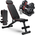 Adjustable Dumbbells Set of 2, 1 Hand Adjustable Weights Dumbbell Set and Workout Bench, 25/55/80lb Pair Weight Set For Home Gym Suit both Men and Women, Compact for Small Space Apartment Room