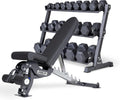 REP FITNESS Dumbbell Set with Bench – 5-50, 5-75 or 5-100 Rubber Hex Dumbbell Set with Either Flat or Adjustable Bench