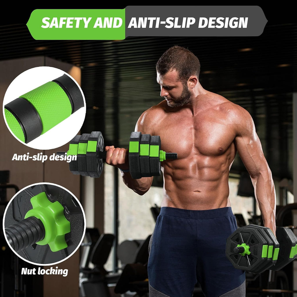 TROPOW 88lbs Adjustable Dumbbells Set, 4 in1 Free Weight Dumbbell Set of 2 Used as Barbell,Kettlebells,Fitness Exercises for Home Gym Suitable Men/Women