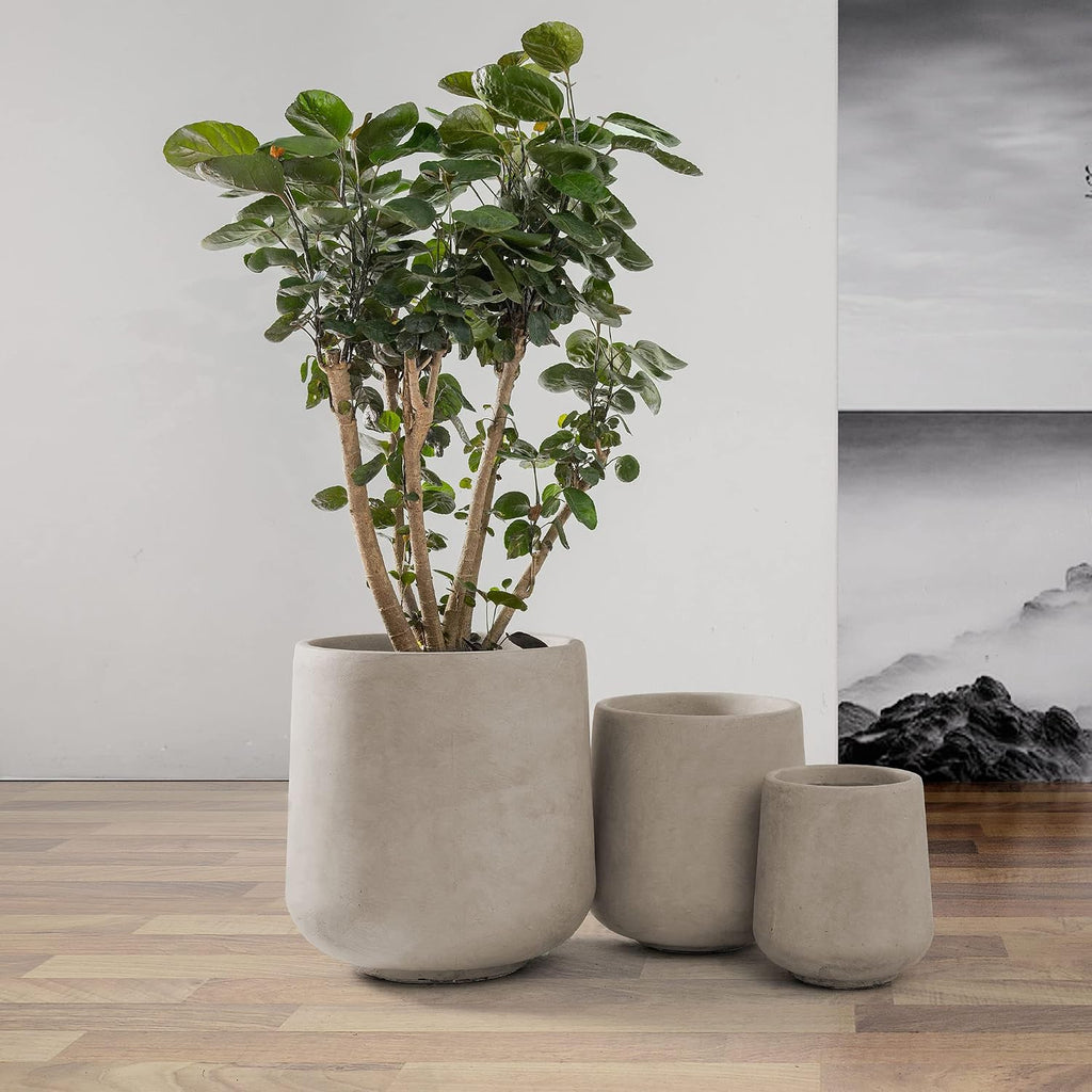 Kante 15.3'+11.6'+8.2' Dia Round Concrete Planter, Large Outdoor Indoor Planter Pots Containers with Drainage Holes and Rubber Plug for Home Garden Patio, Weathered Concrete