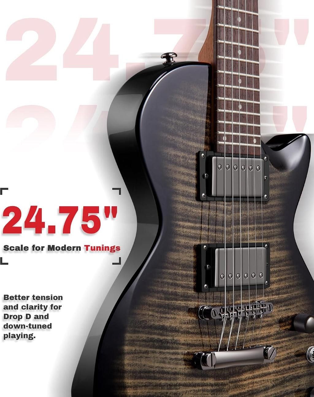 AKLOT 24-Fret Electric Guitar Kit, 40 inch Single Cut (LP Style), Modern Playability Coil-Split Humbucker Pickups, 18:1 Tuning Pegs,W/Guitar Accessories Gig Bag,Cable,Strap,Picks,Strings,Tuner,Book