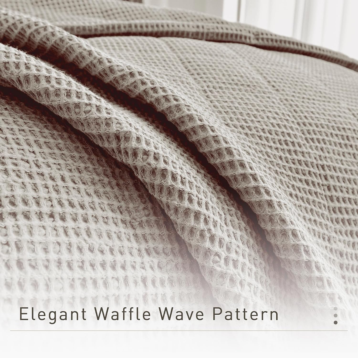 CozyTide 100% Cotton King Size Quilt(110x98 Inch),Dark Khaki Lightweight Waffle Bedspread Vintage Farmhouse Boho King Quilt Bedding Set Ultra Soft