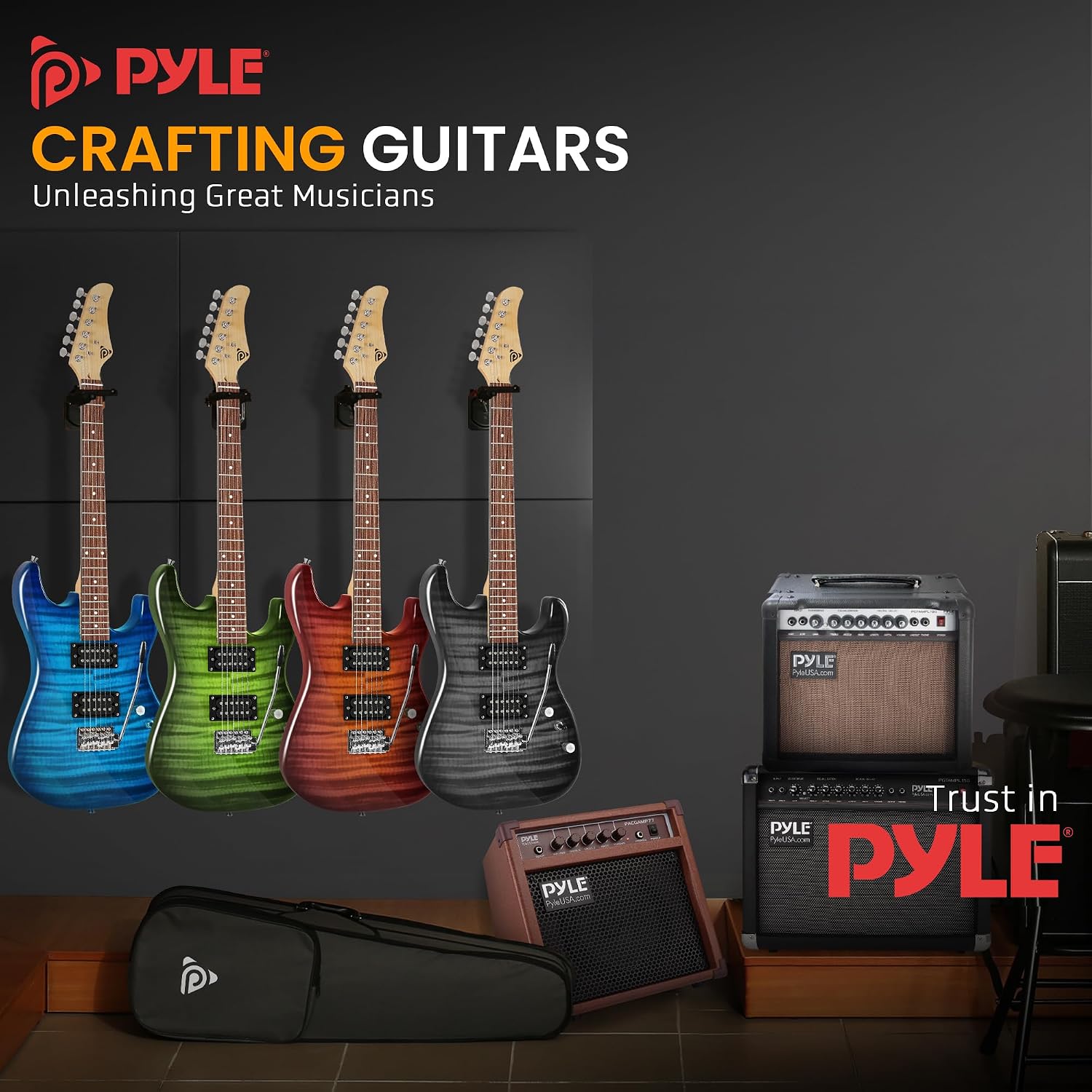 Pyle Electric Guitar Kit with Amp, Full Size Instrument with Humbucker Pickups, Guitarra Electrica Amplifier and Beginner Bundle Accessories, 39' (Legacy Blue)