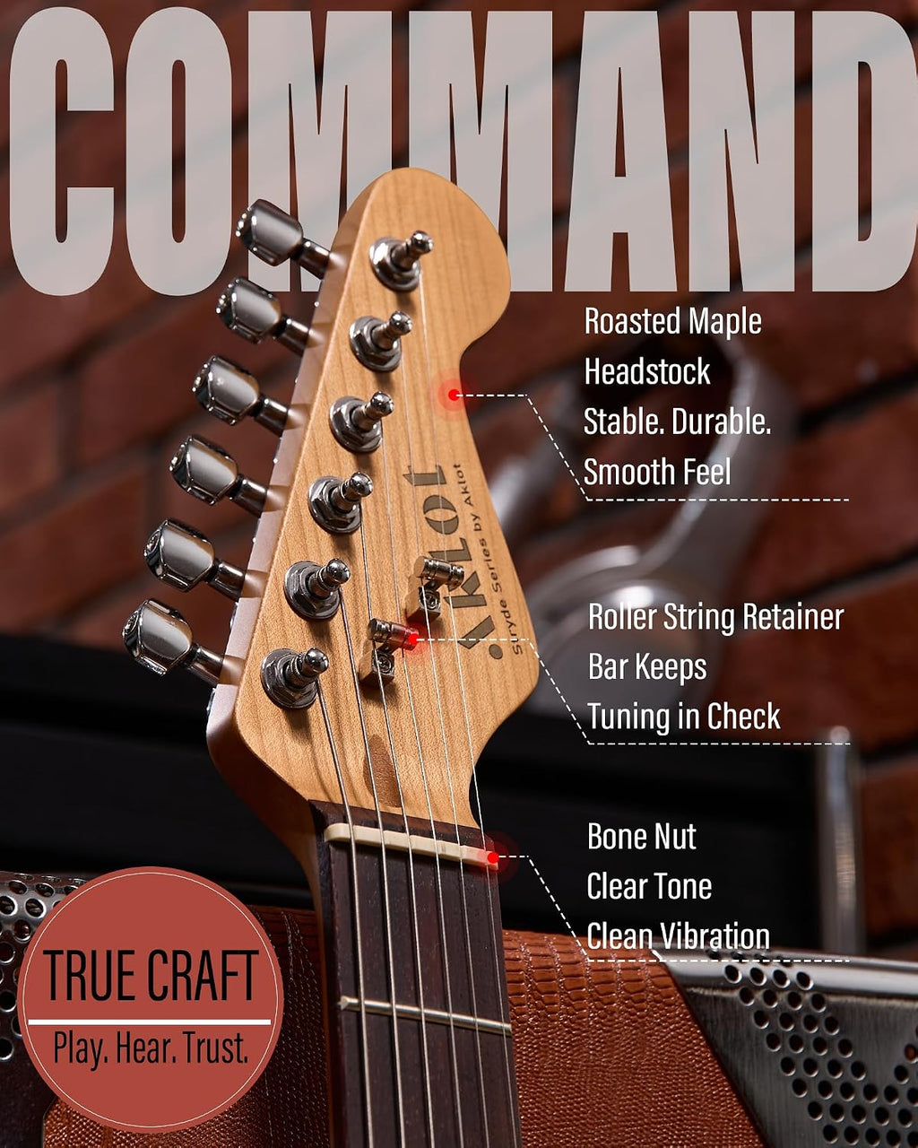 AKLOT Beginner Electric Guitar Kit: 10W Amp, Coil-Split HSS Pickups, Lesson Book, Roasted Maple Neck, Gig Bag, Tuner, Strap, Picks, Stryde Storm Blue