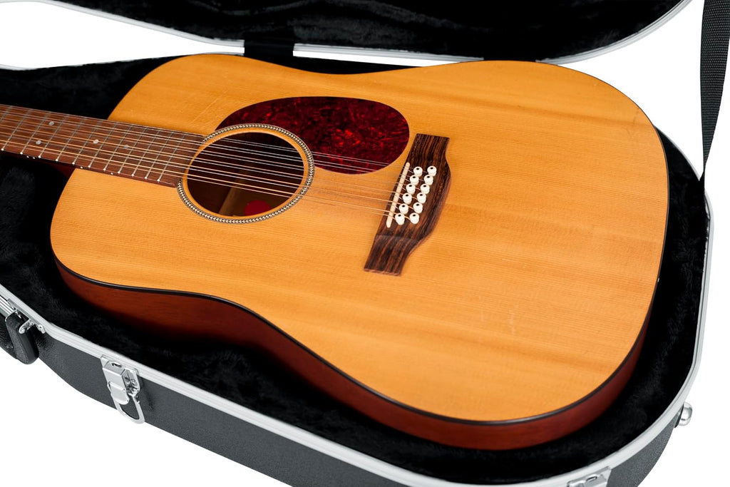 Gator Cases Deluxe ABS Molded Case for 12-String Acoustic Guitars, Fits Dreadnought Styled 12-String Acoustic Guitars (GC-DREAD-12)