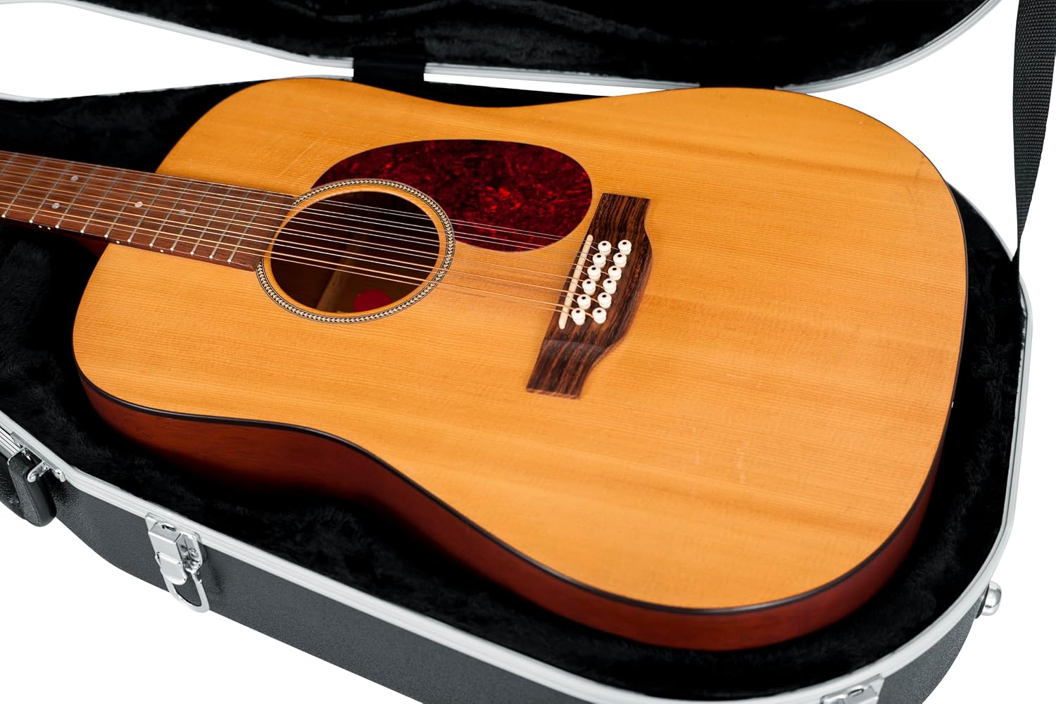 Gator Cases Deluxe ABS Molded Case for 12-String Acoustic Guitars, Fits Dreadnought Styled 12-String Acoustic Guitars (GC-DREAD-12)