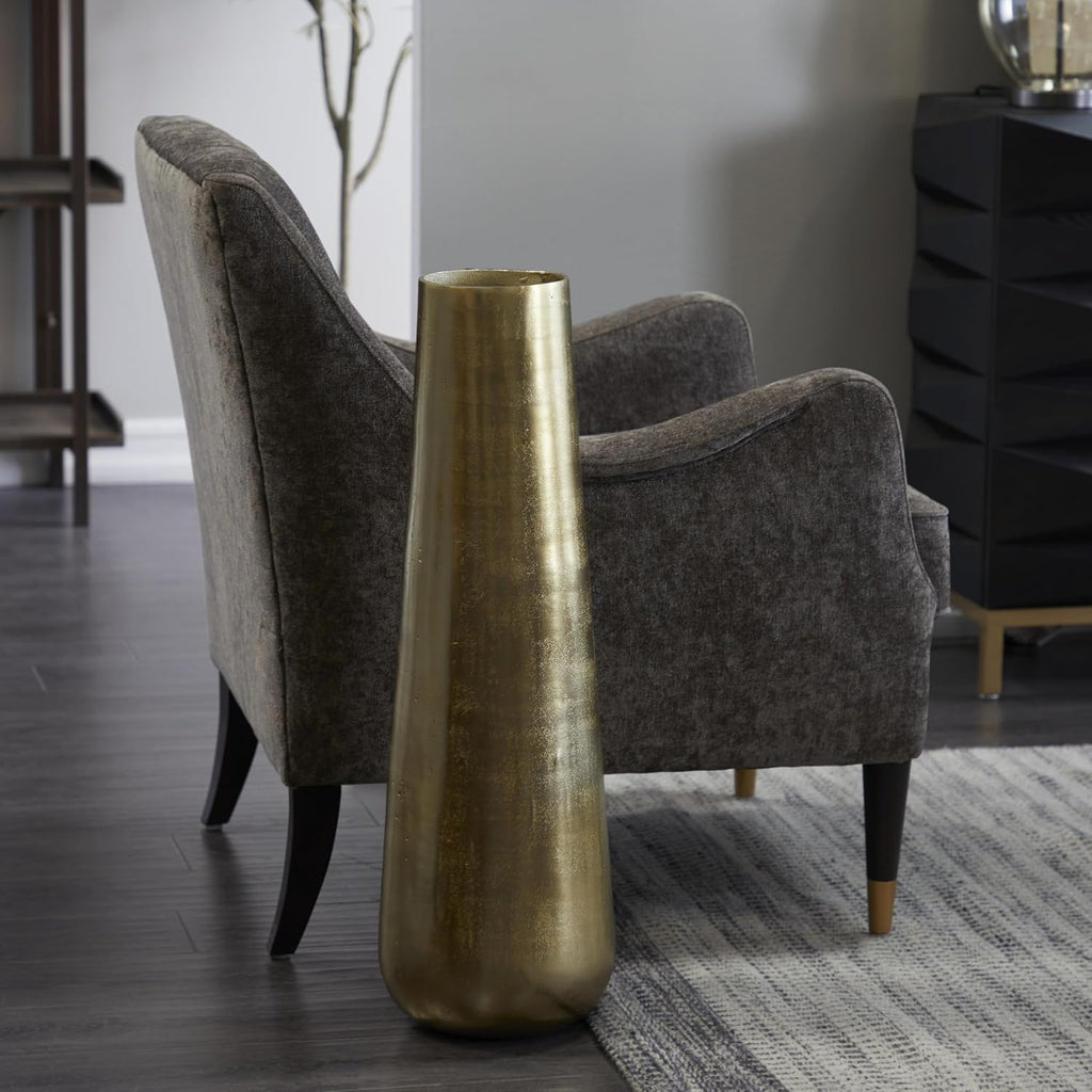 Deco 79 Aluminum Metal Decorative Vase Centerpiece Vase, Flower Vase for Home Decoration 9' x 9' x 31', Gold