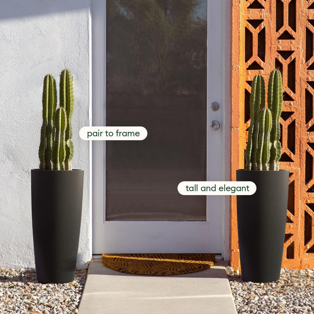 Veradek Mason Series Vega Planter - Round Tall Planter for Indoor or Outdoor Porch/Patio | Made from Plastic-Stone Composite with Drainage Holes | Modern Décor for, Flowers, Interior Plants
