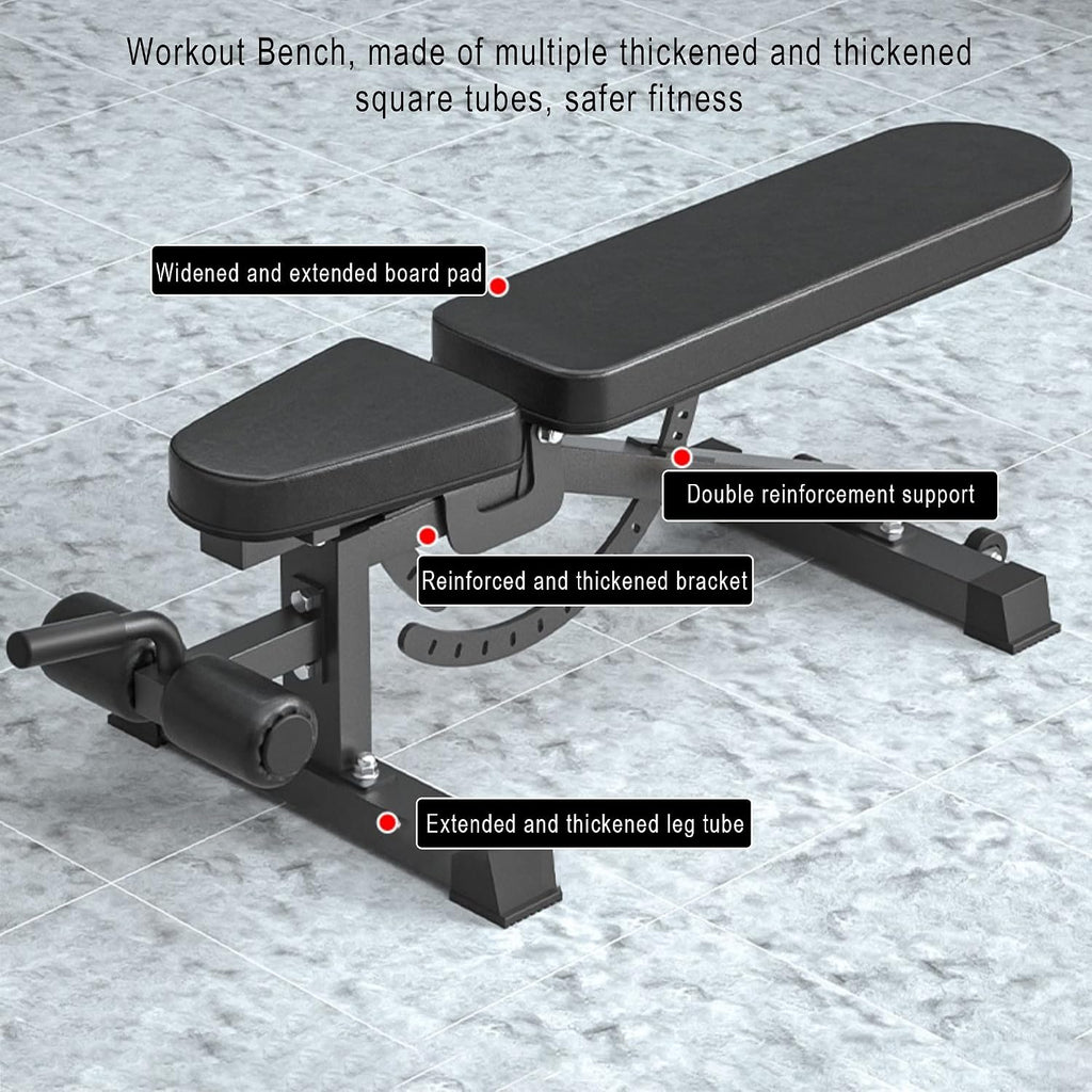 Weight Bench Adjustable Workout Bench Multi-Purpose Exercise Bench Fitness Equipment for Home Gym Barbell Dumbbell Bench Press and Strength Training Load 400KG,Pink
