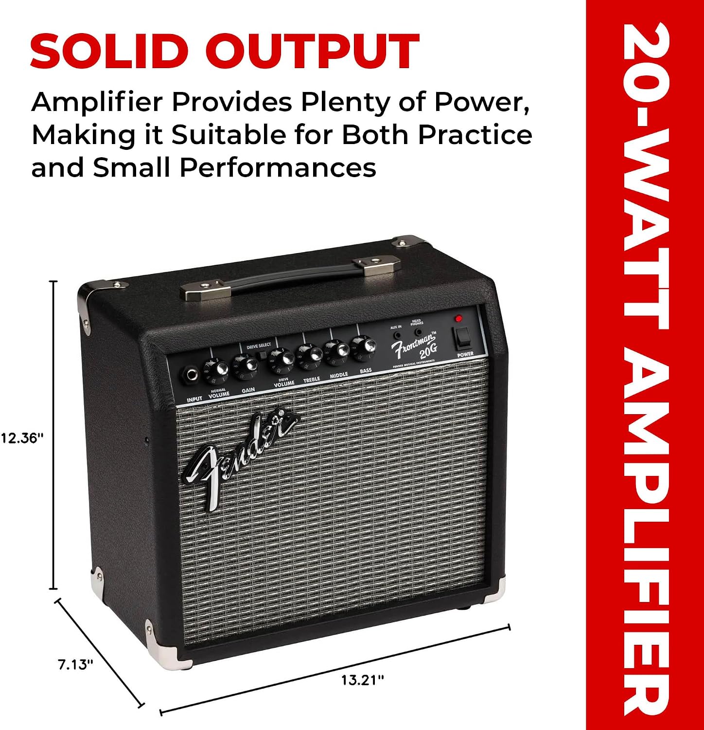 Fender Frontman 20G Guitar Combo Amplifier - Black Bundle with Cable and Austin Bazaar Exclusive 12-Pack Picks