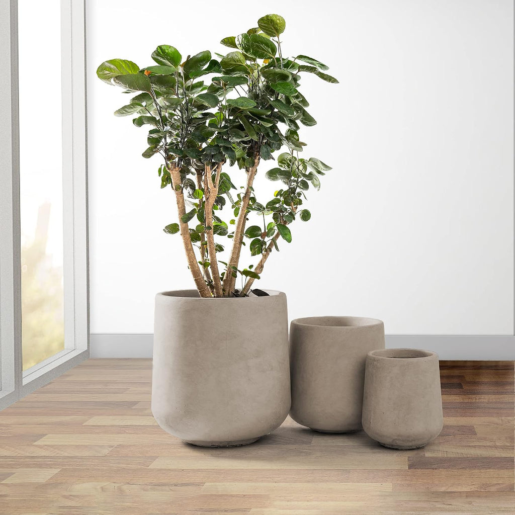 Kante 15.3'+11.6'+8.2' Dia Round Concrete Planter, Large Outdoor Indoor Planter Pots Containers with Drainage Holes and Rubber Plug for Home Garden Patio, Weathered Concrete