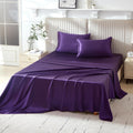 Mulberry Park Silks - 22 Momme 100% Mulberry Silk Sheets - Queen Size Bed Set - 16' Pocket - Luxurious Bed Sheets & Pillowcases, Skin-Friendly & Breathable - Charmeuse Silk for Hair Care - Plum